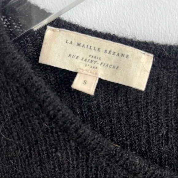 Sézane Gaspard Cardigan Black Mohair Blend Button Sweater S - Picture 6 of 10